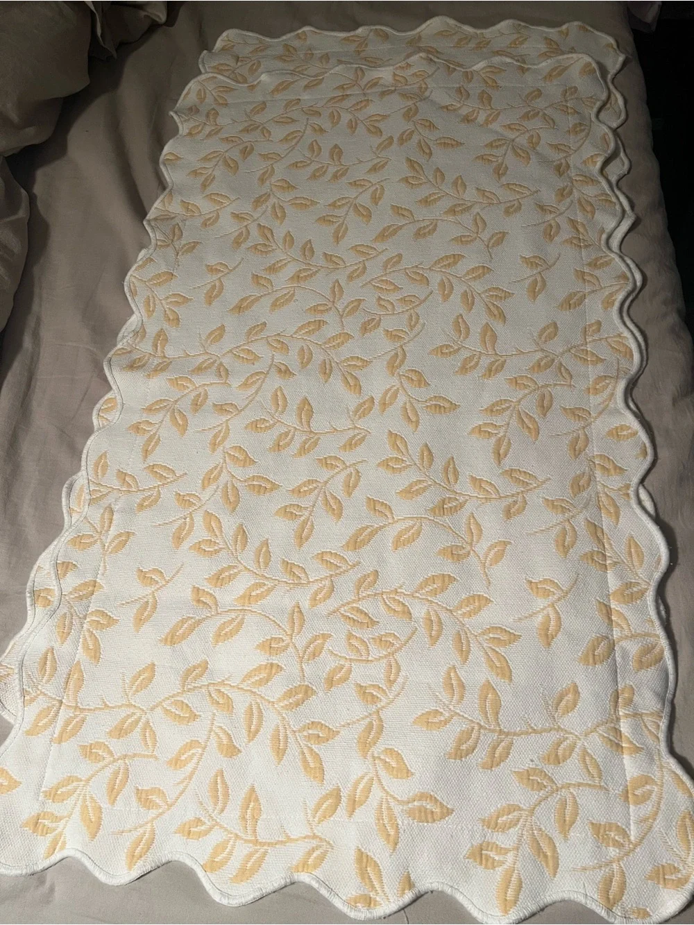 Cream and Gold Embroidered Leaf Decorative KING Shams Set